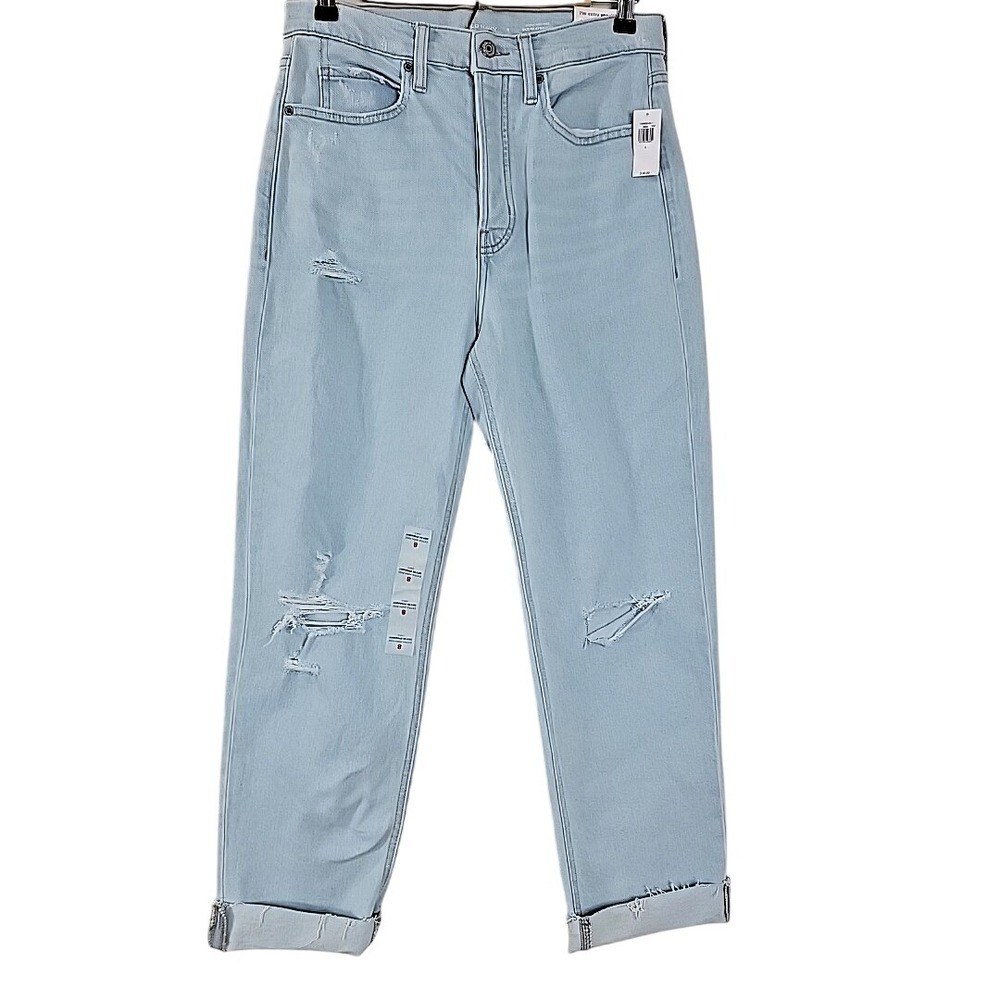 Old Navy Women's Sky-Hi‎ Straight Jeans 8 Light Wash NWT Distressed Denim